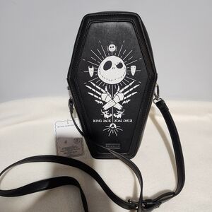 NWT Skinny Dip Disney Jack Skellington Coffin Purse Glows in the dark